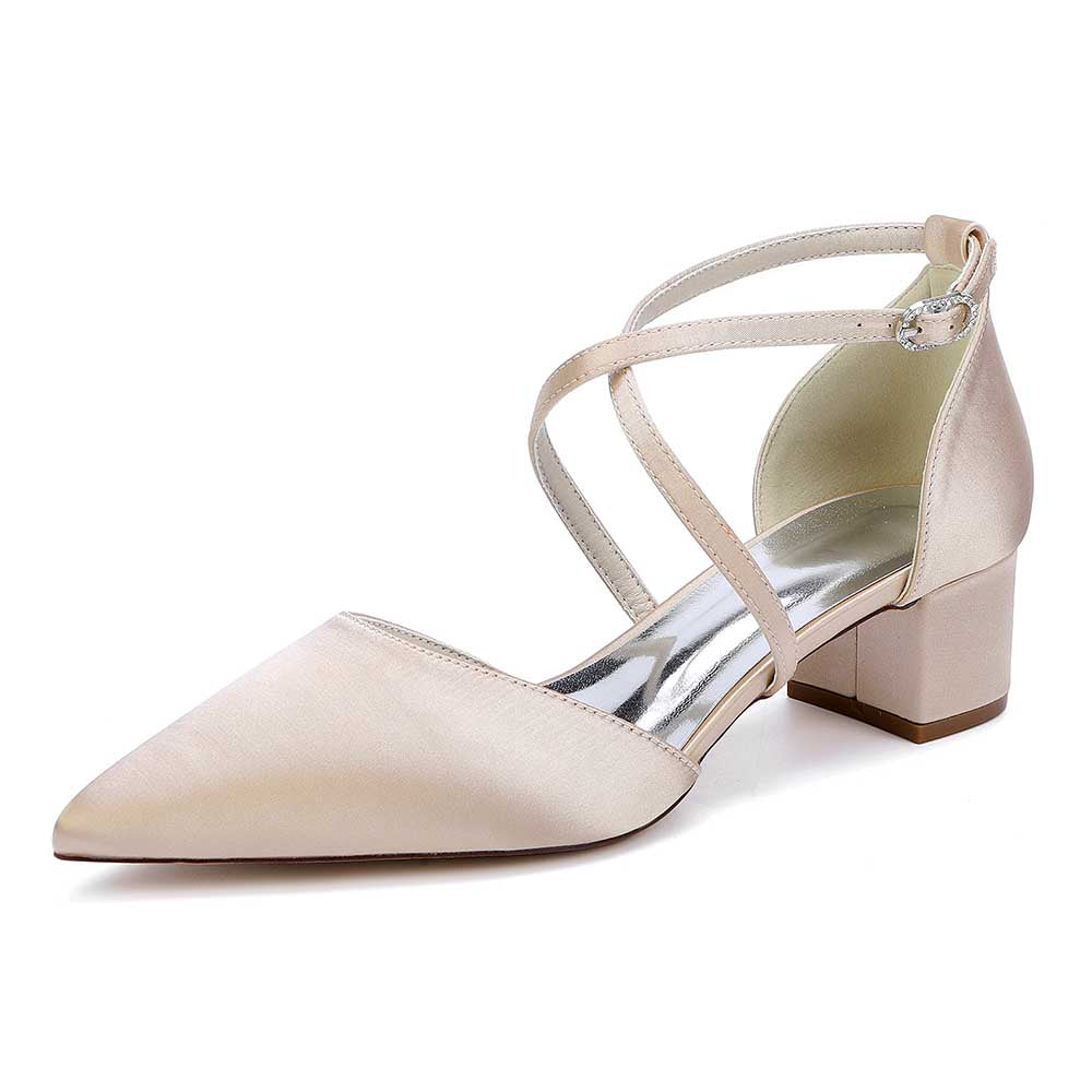 Wedding Shoes Satin Block Heel Wedding Heels Bridesmaid Shoes
