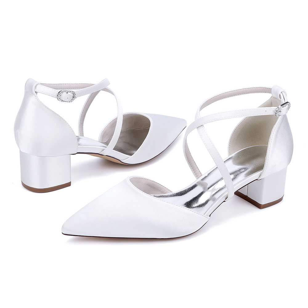 Wedding Shoes Satin Block Heel Wedding Heels Bridesmaid Shoes