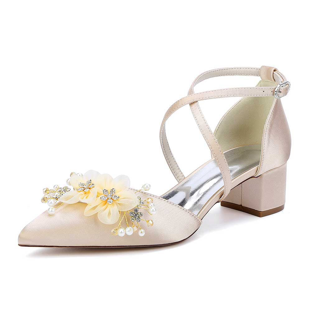 Wedding Shoes Satin Block Heel Wedding Heels Bridesmaid Shoes