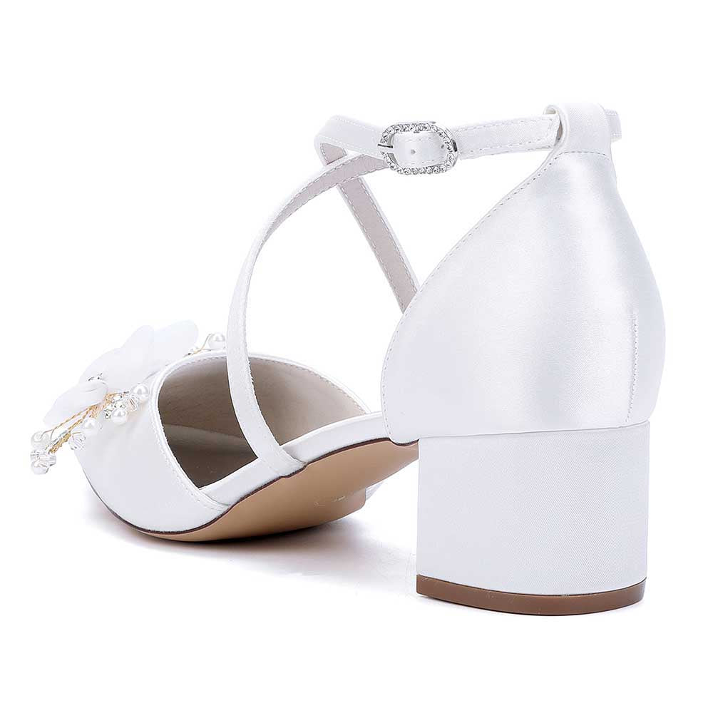 Wedding Shoes Satin Block Heel Wedding Heels Bridesmaid Shoes