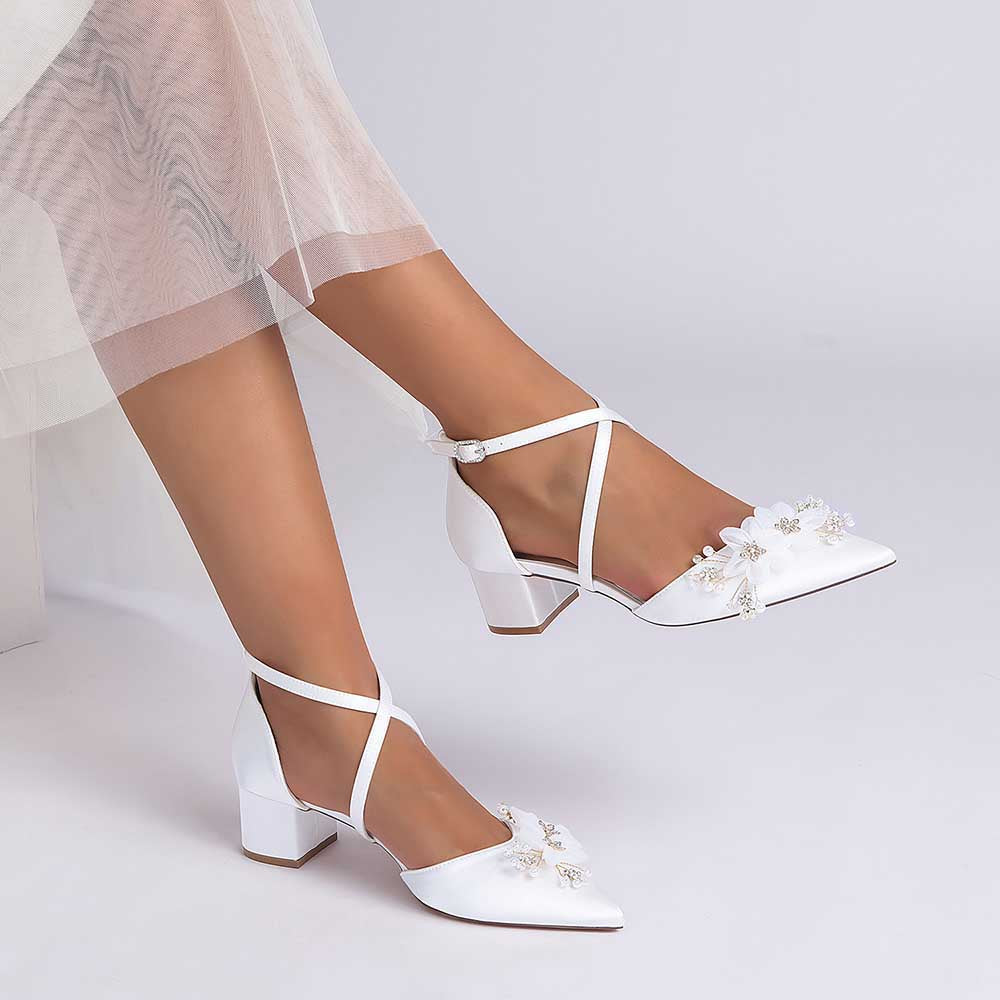 Wedding Shoes Satin Block Heel Wedding Heels Bridesmaid Shoes