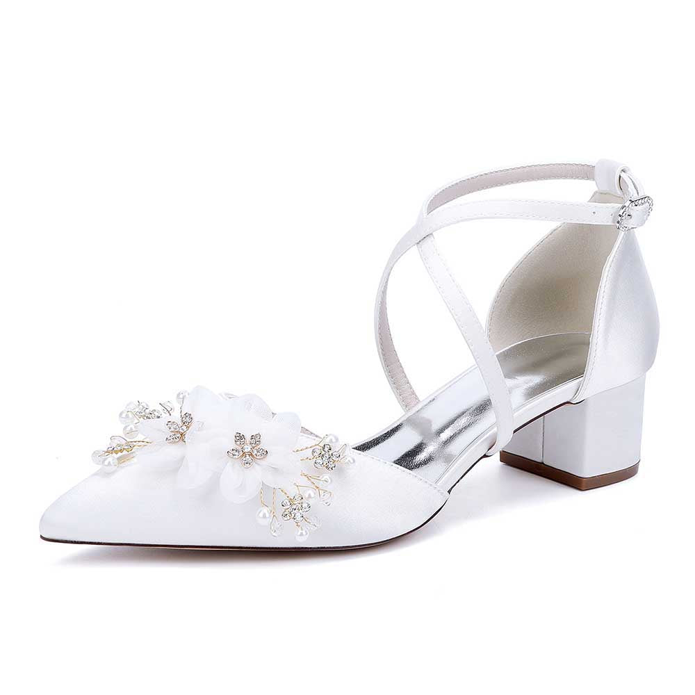Wedding Shoes Satin Block Heel Wedding Heels Bridesmaid Shoes