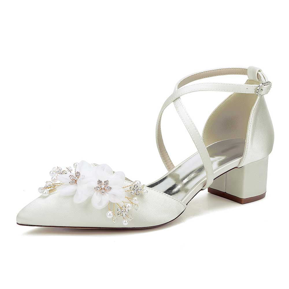Wedding Shoes Satin Block Heel Wedding Heels Bridesmaid Shoes
