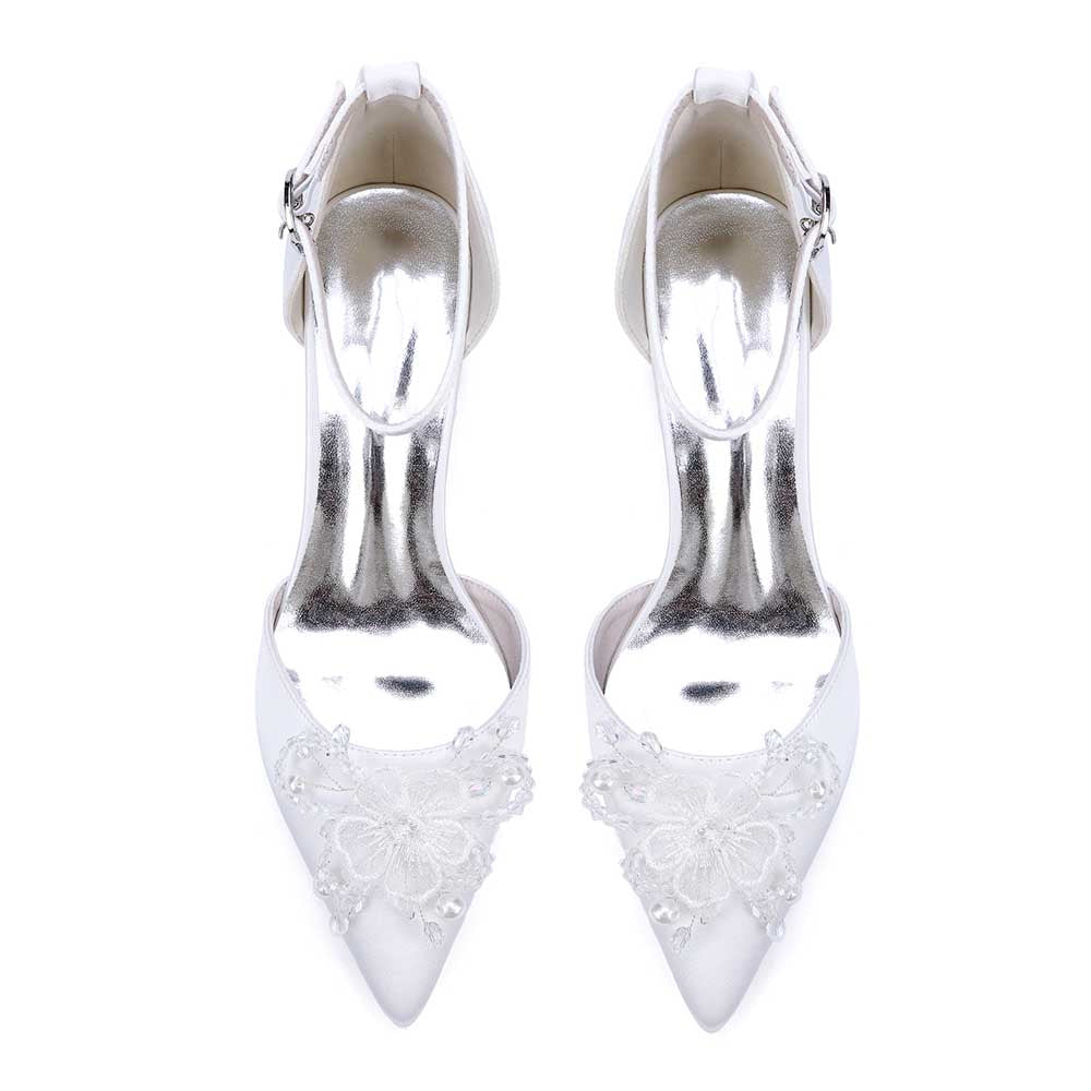 Wedding Shoes Satin Chunky Heel Wedding Heels Bowknot Dress Shoes