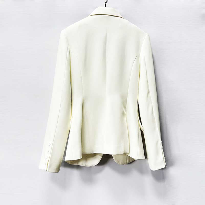 Rhinestone-Embellished White Pantsuit | One-Button Blazer for Events