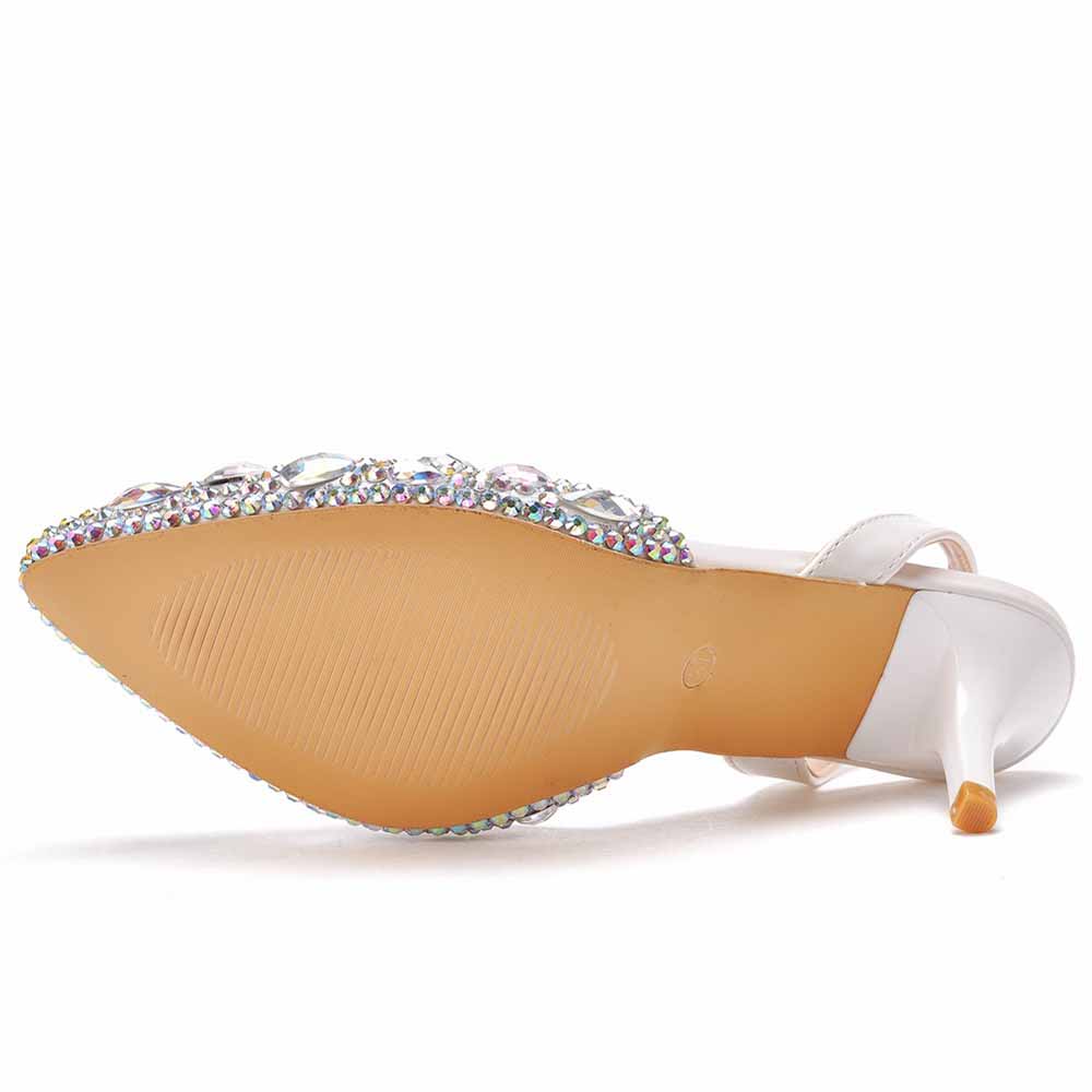 Women sparkling formal sandals for women with rhinestone embellishments and pointed heels