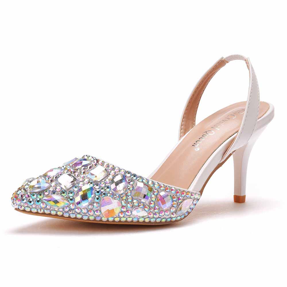 Women sparkling formal sandals for women with jeweled front and elegant high heel