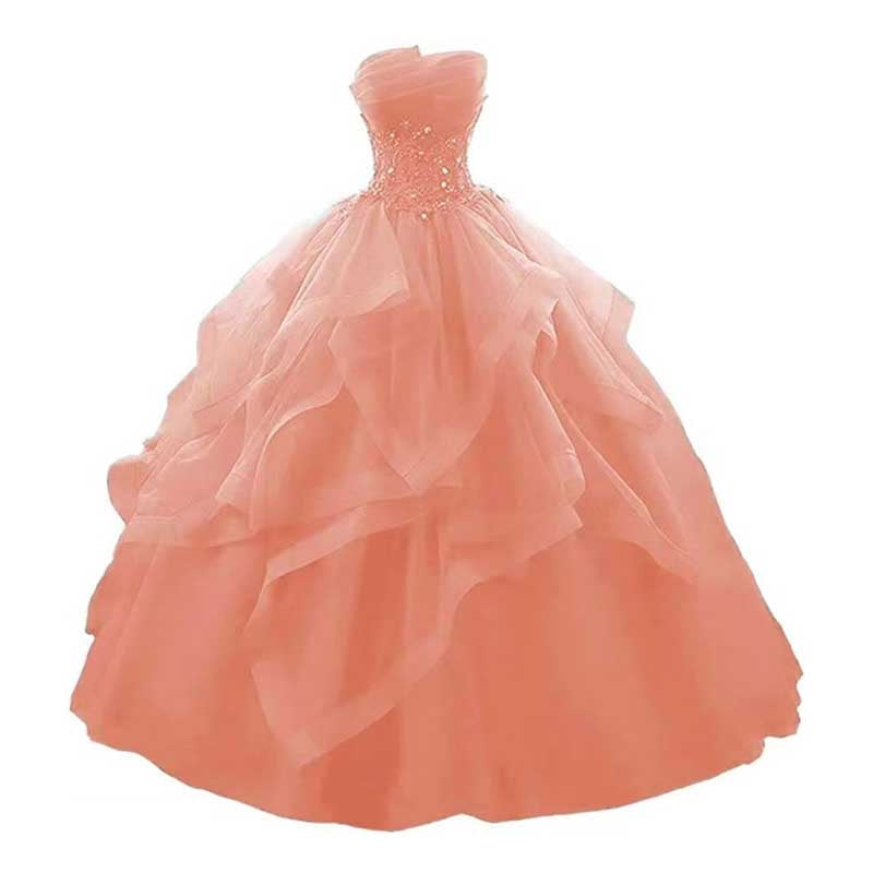 Strapless Long Prom Dress Wedding Ball Gown Dress