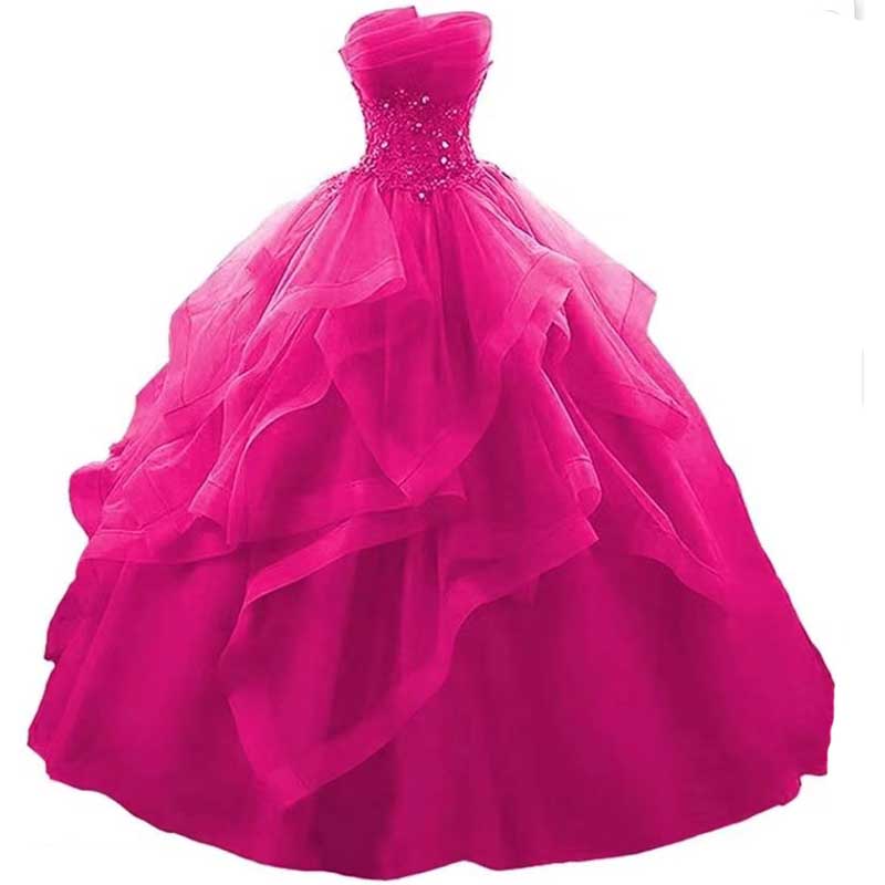Strapless Long Prom Dress Wedding Ball Gown Dress