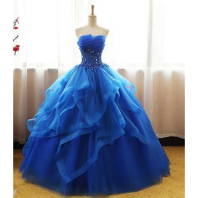 Strapless Long Prom Dress Wedding Ball Gown Dress