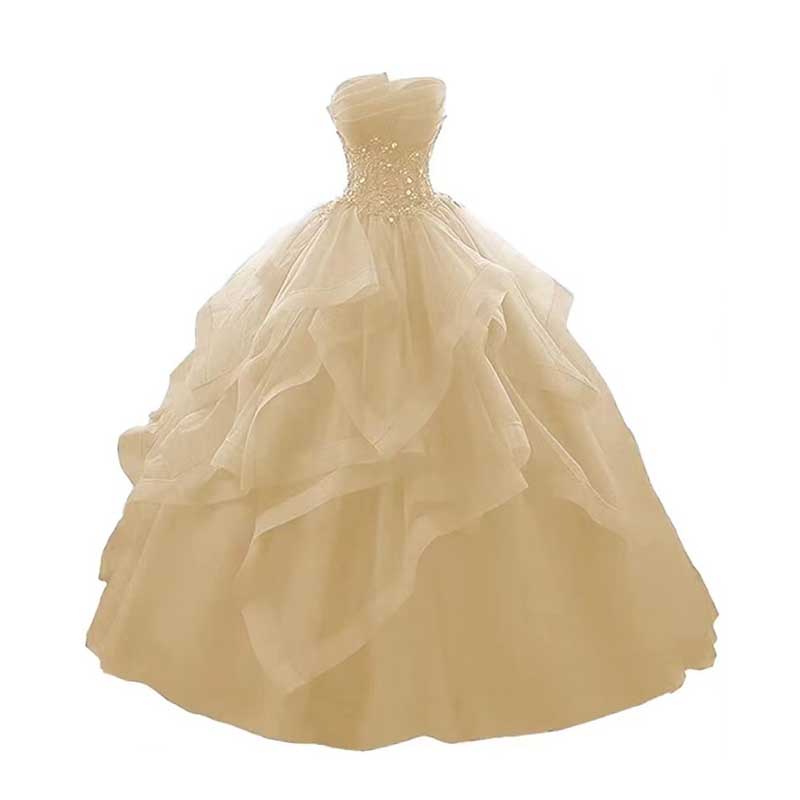 Strapless Long Prom Dress Wedding Ball Gown Dress