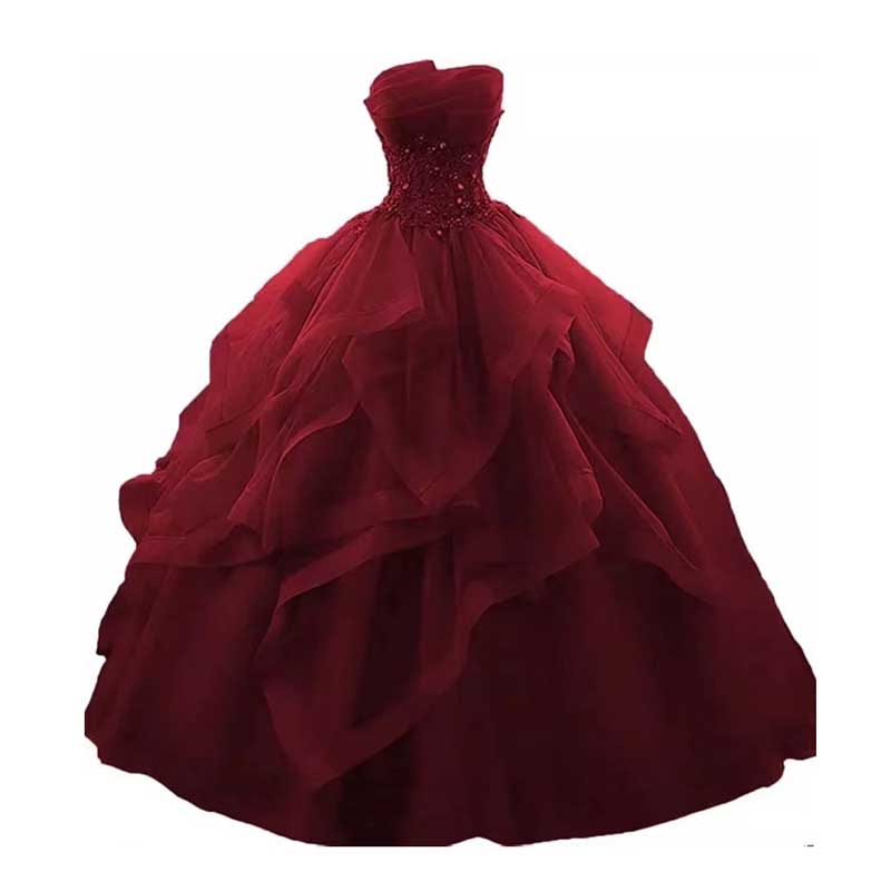 Strapless Long Prom Dress Wedding Ball Gown Dress