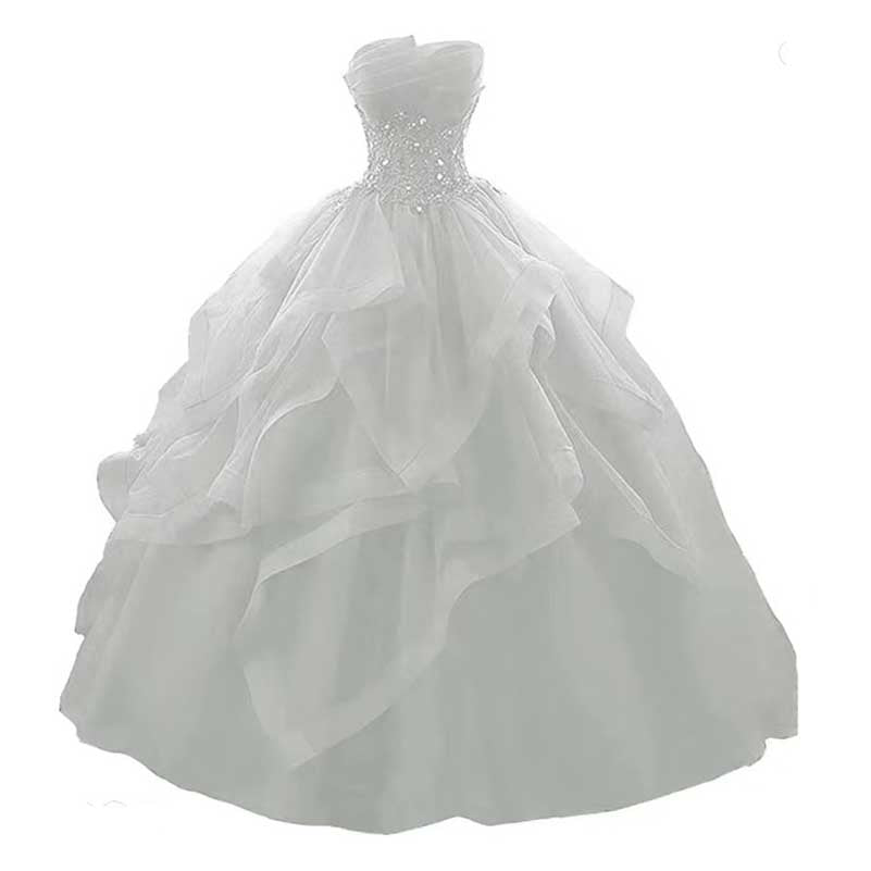 Strapless Long Prom Dress Wedding Ball Gown Dress