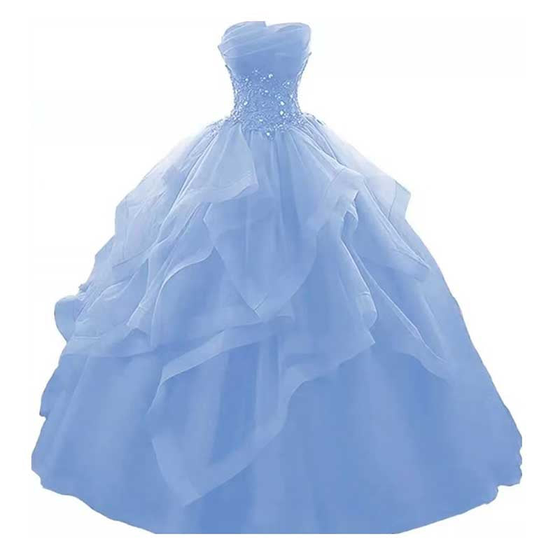 Strapless Long Prom Dress Wedding Ball Gown Dress