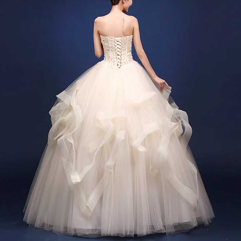 Strapless Long Prom Dress Wedding Ball Gown Dress
