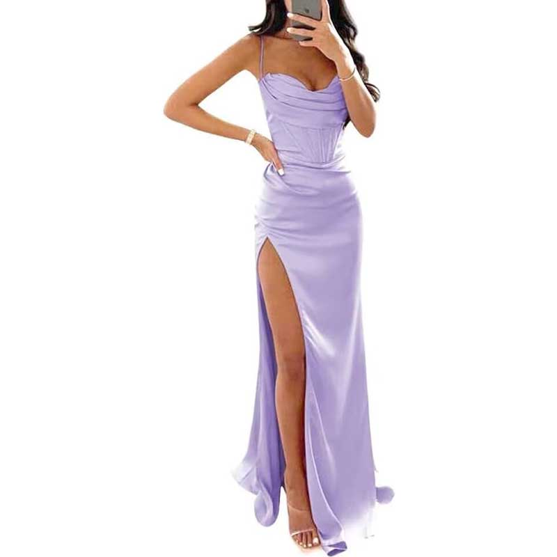 Spaghetti Straps Prom Dresses Wedding Ball Gowns Satin Long Evening Dresses