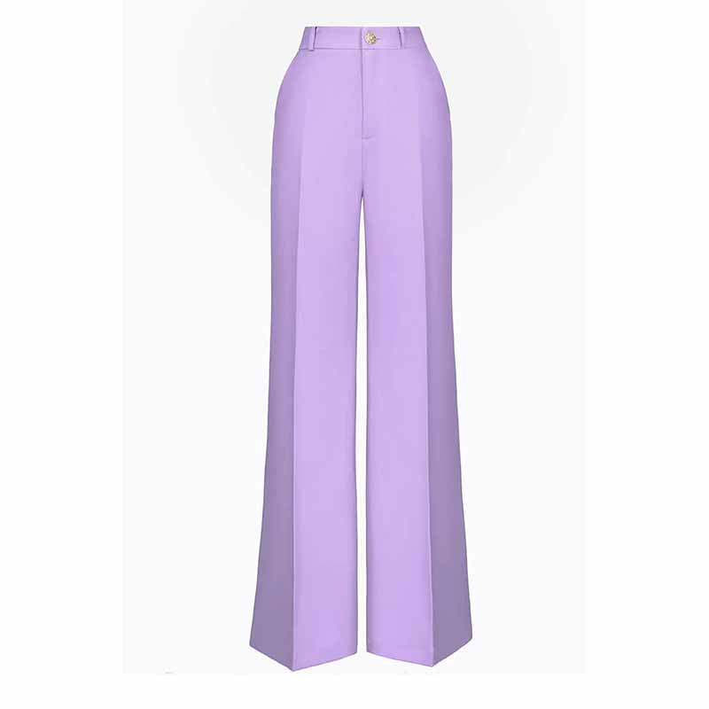 Women's Wide Leg Pantsuit Lavender V Neck Formal Suit
