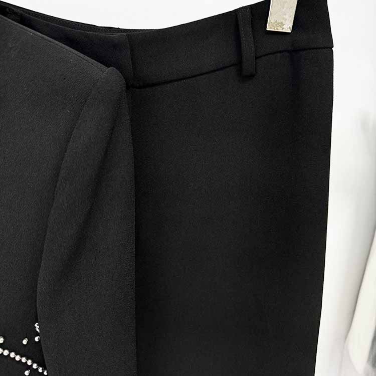 Black Bead Embellished One Button Pantsuit Black Formal Suit