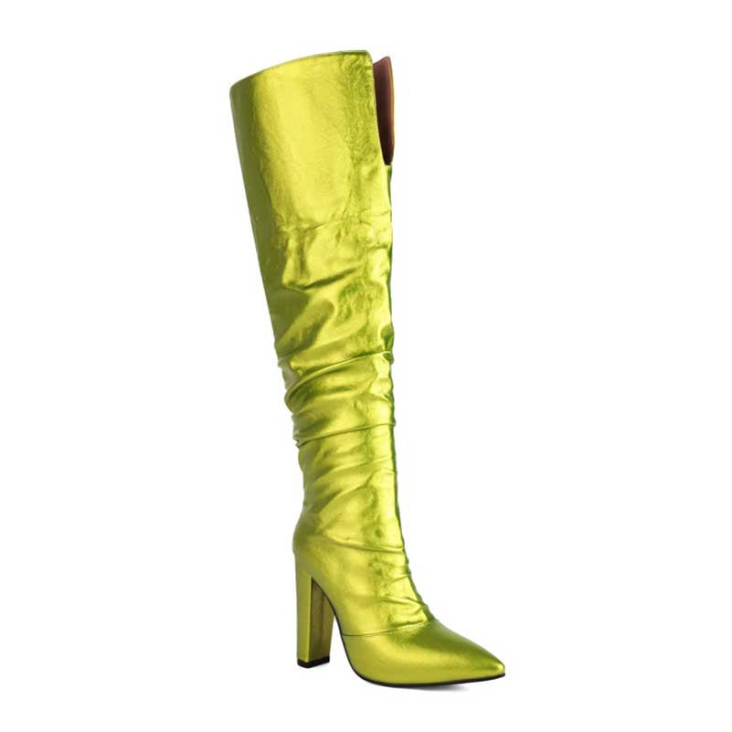 Women's Colorful Block Heel Knee-High Boots | Bold & Vibrant Style