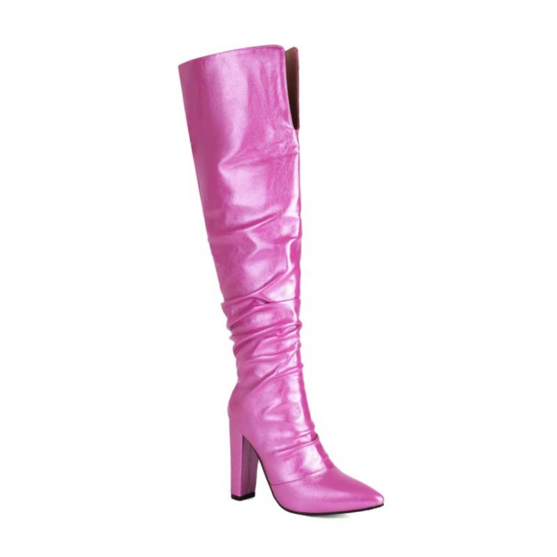 Women's Colorful Block Heel Knee-High Boots | Bold & Vibrant Style