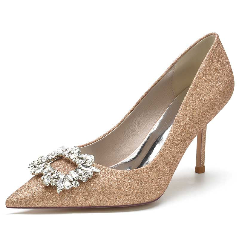 Crystal Wedding High Heels Pointed Closed Toe Bridal Wedding Shoes