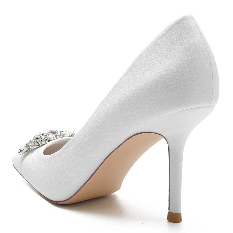 Women's Beaded Wedding Shoes Gliter High Heels Pointed Toe Bridal Heels