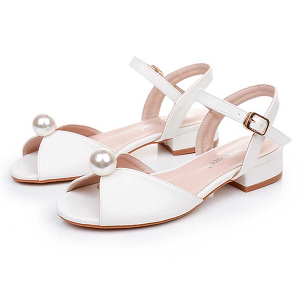 Wedding Shoes Peep Toe Low Heeled Sandals