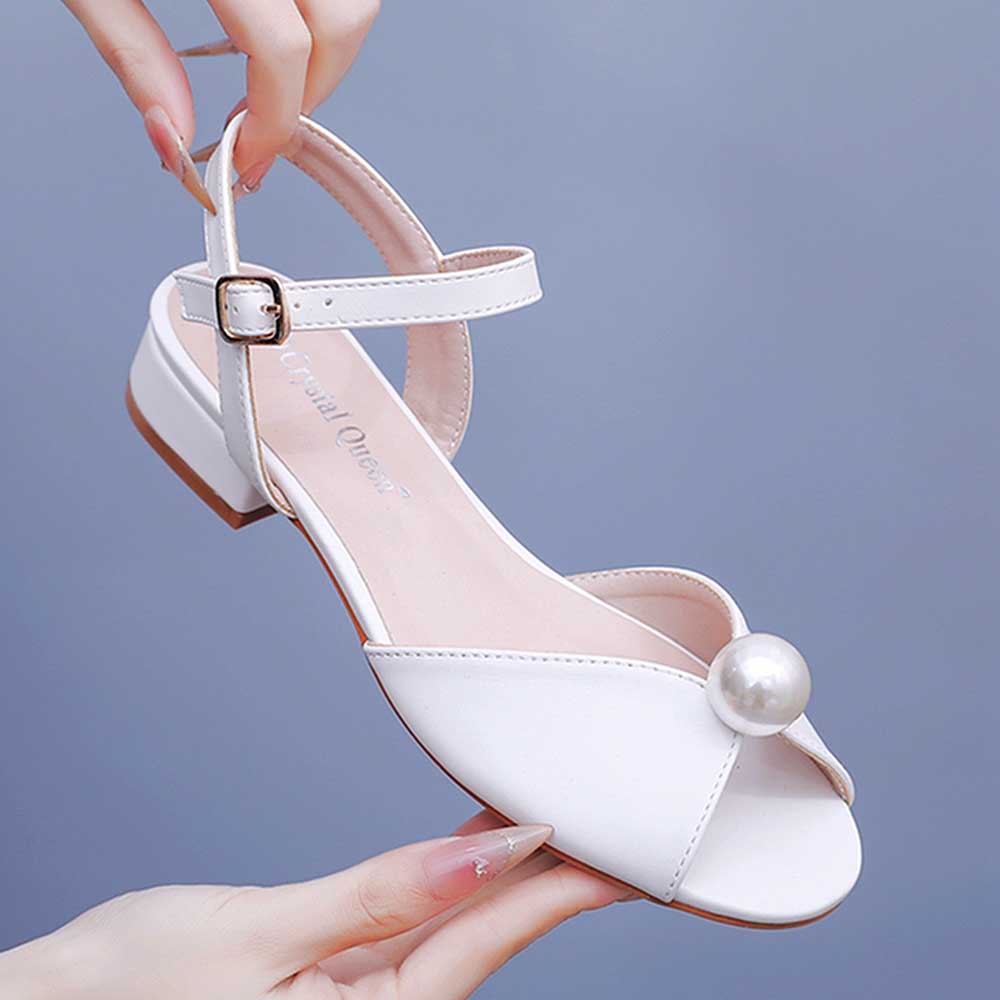 Wedding Shoes Peep Toe Low Heeled Sandals
