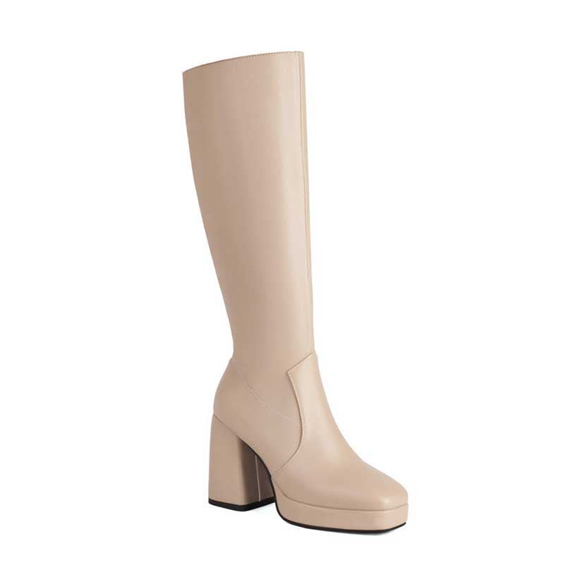 Women's Knee-Length Chunky Heel Boots | Bold & Comfortable Style