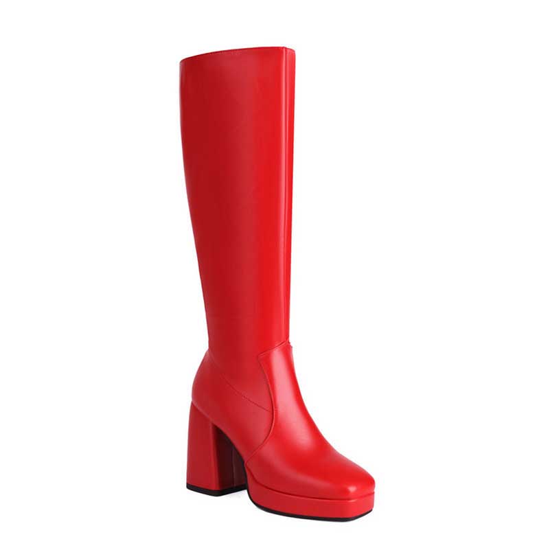 Women's Knee-Length Chunky Heel Boots | Bold & Comfortable Style