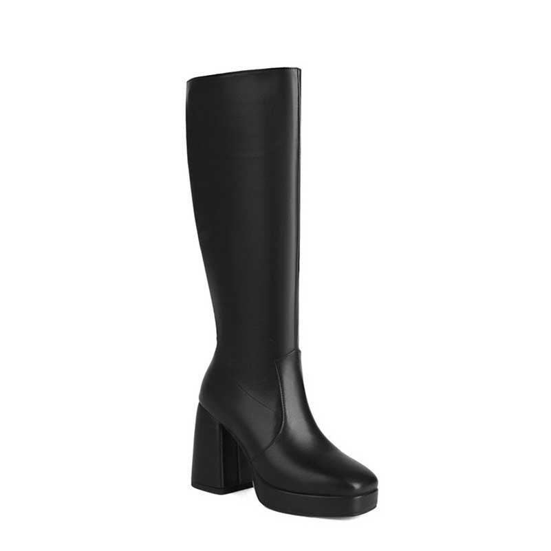 Women's Knee-Length Chunky Heel Boots | Bold & Comfortable Style