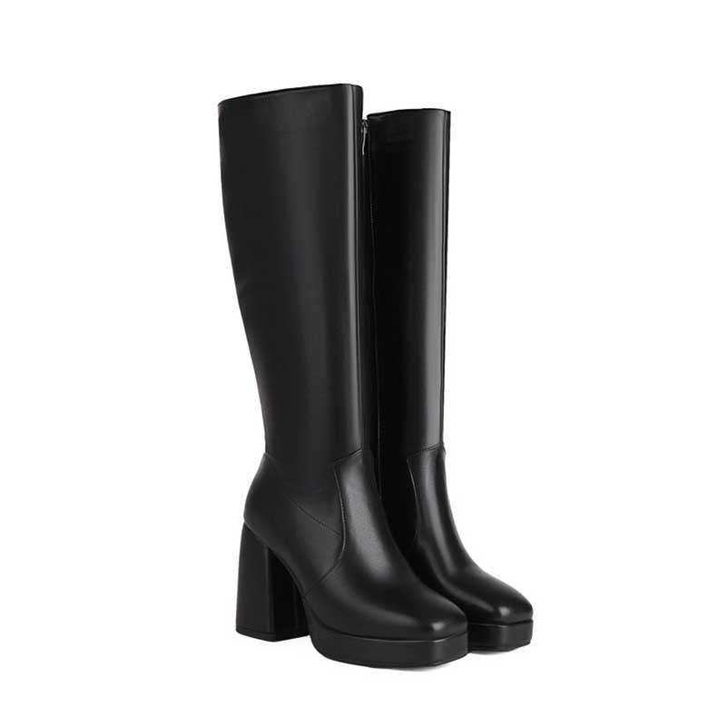Women's Knee-Length Chunky Heel Boots | Bold & Comfortable Style