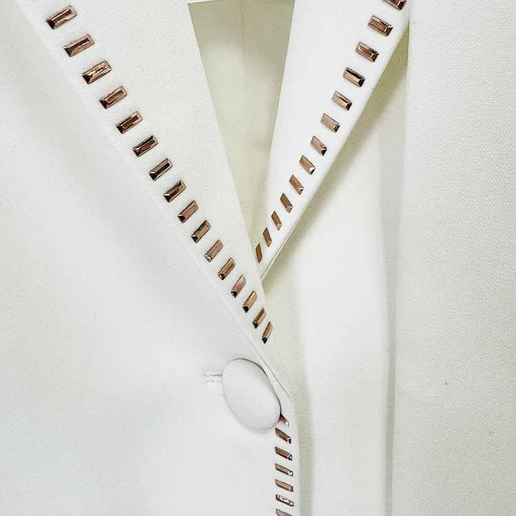 One Button Pantsuit Scarf Embellished Oversized Pant Suit For Wedding