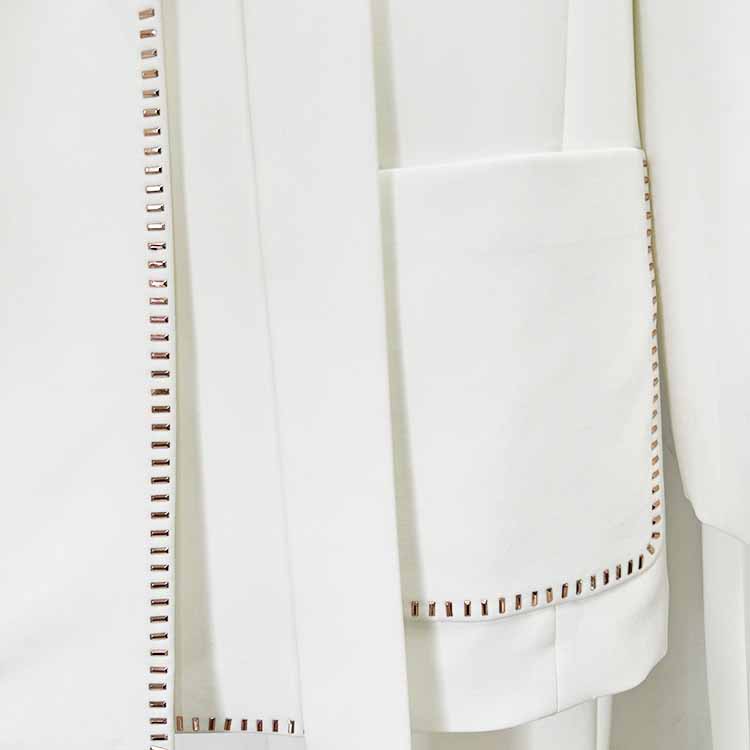 One Button Pantsuit Scarf Embellished Oversized Pant Suit For Wedding