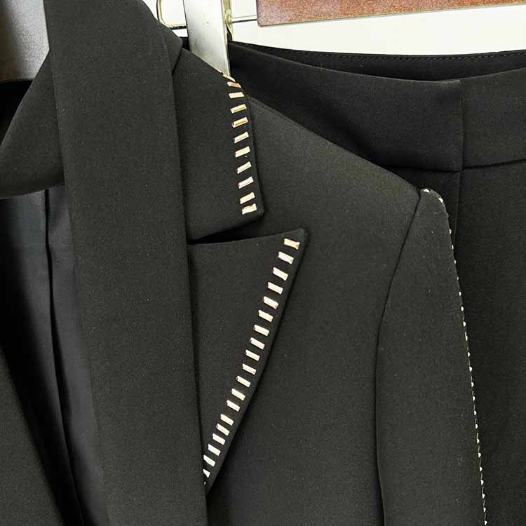 One Button Pantsuit Scarf Embellished Oversized Pant Suit For Wedding