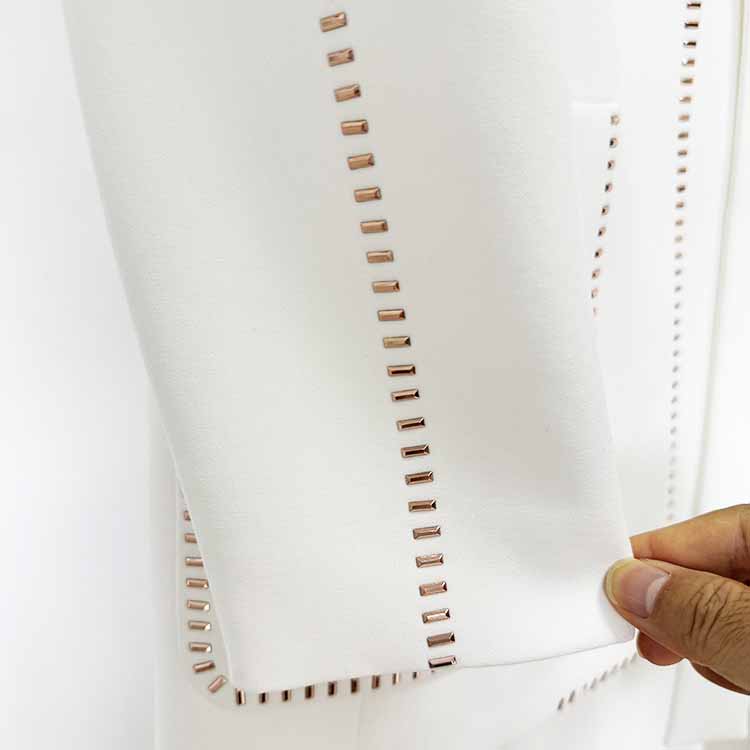 One Button Pantsuit Scarf Embellished Oversized Pant Suit For Wedding