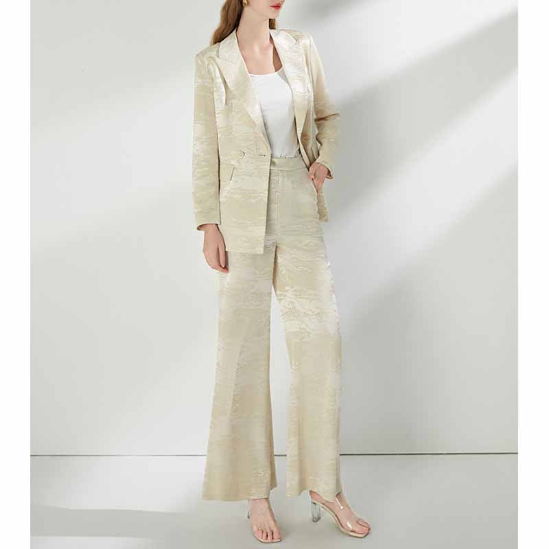 Wide Leg Pantsuit Elegant Business Wedding Formal Suit