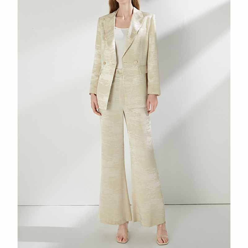 Wide Leg Pantsuit Elegant Business Wedding Formal Suit