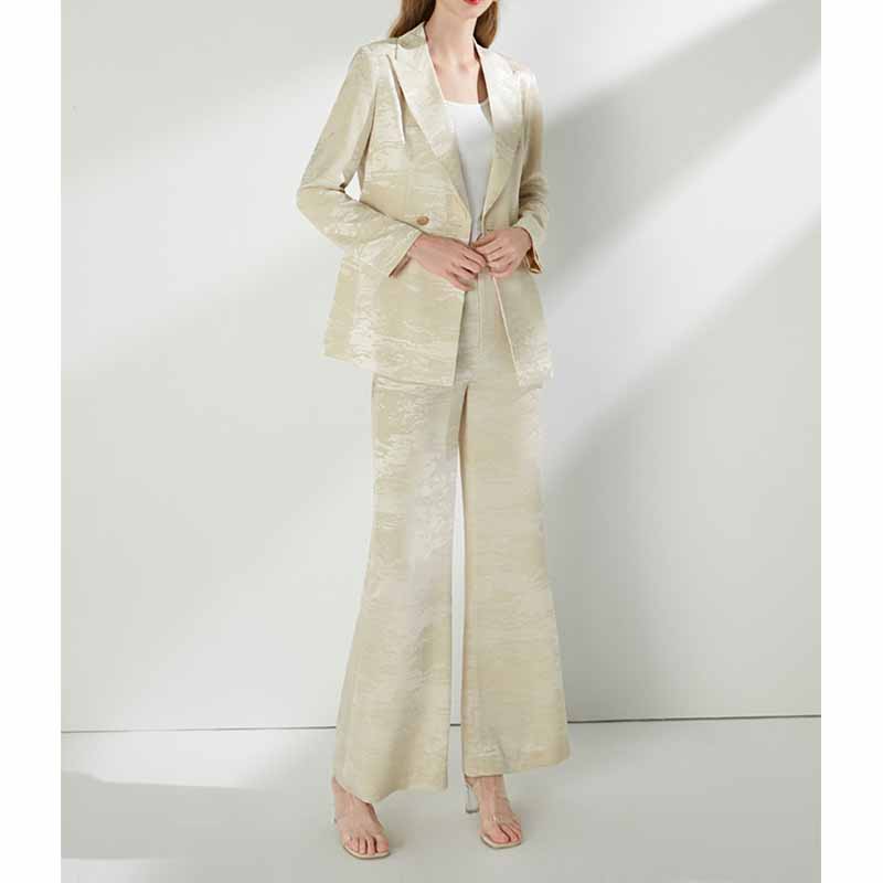 Wide Leg Pantsuit Elegant Business Wedding Formal Suit