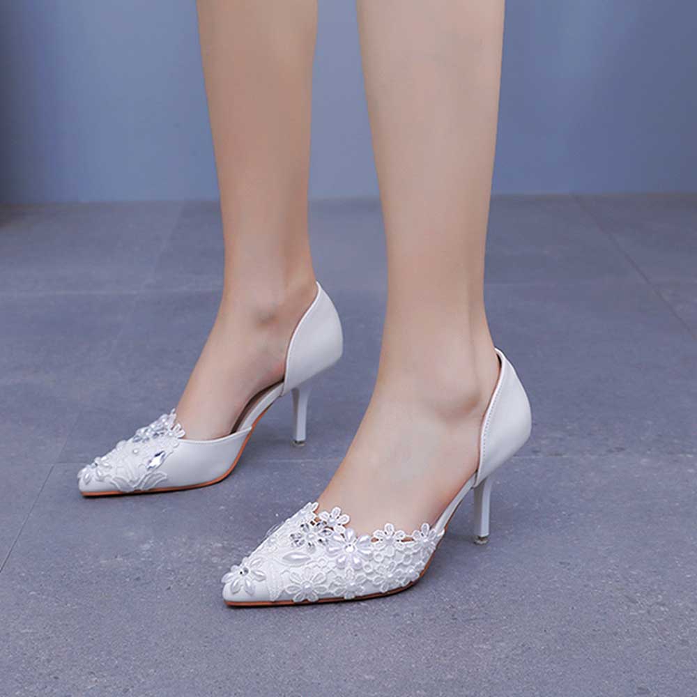 Wedding Shoes Closed Toe Mid-Heeled Bridal Shoes
