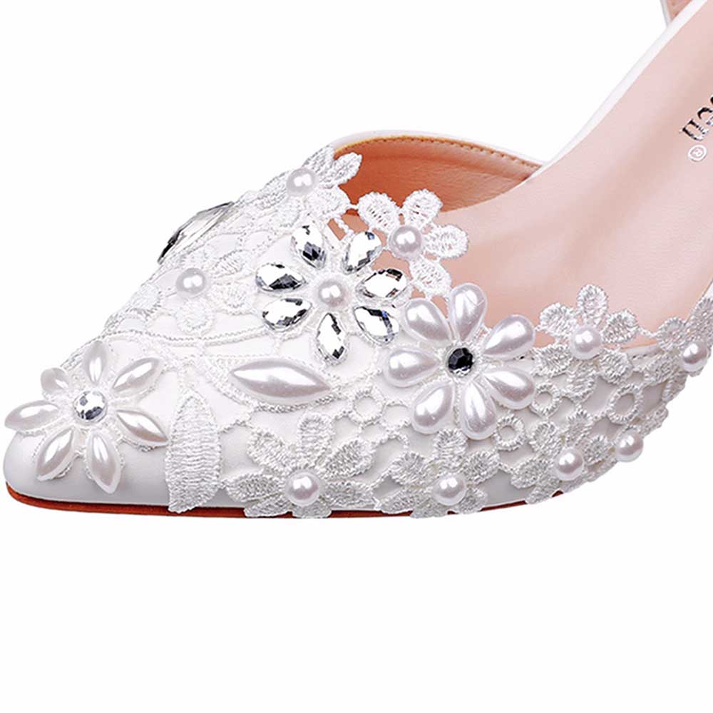 Wedding Shoes Closed Toe Mid-Heeled Bridal Shoes