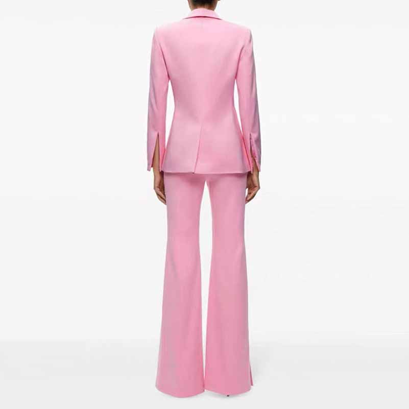 Pink Wedding Suit One Button Bell-bottoms Pantsuit Formal Outfit