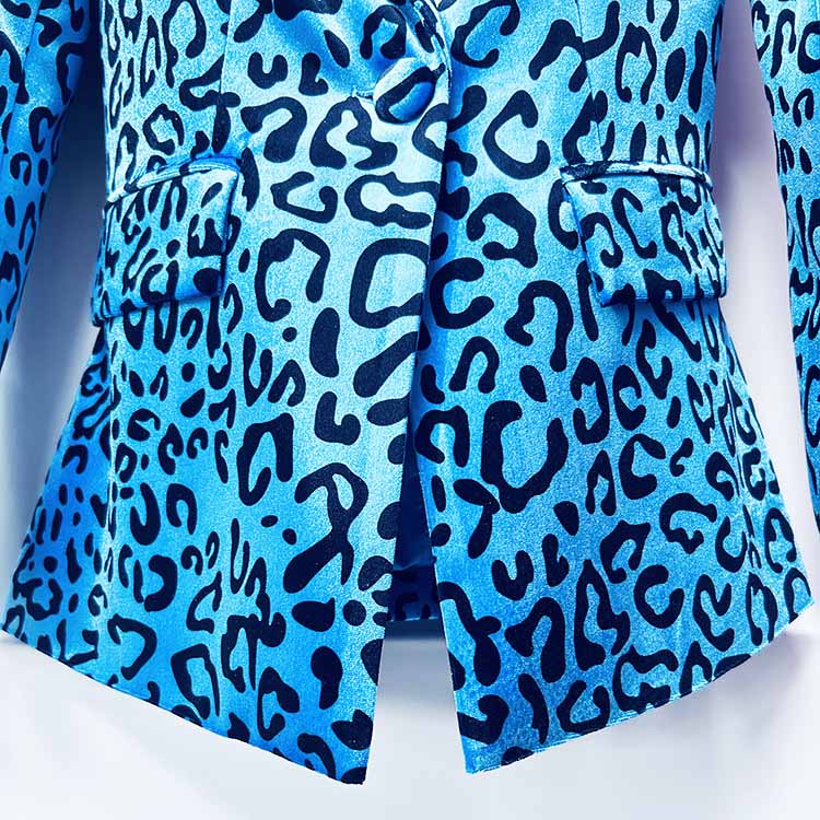 Women's Animal Print Velvet Pantsuit | Slim Fit Blazer & Trousers Set