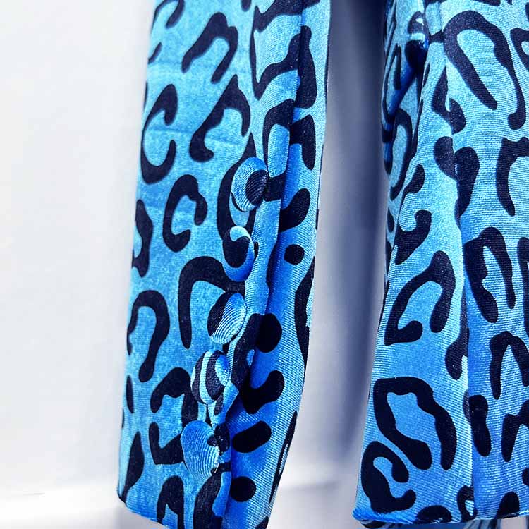 Women's Animal Print Velvet Pantsuit | Slim Fit Blazer & Trousers Set