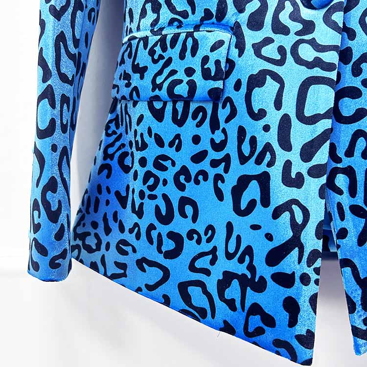 Women's Animal Print Velvet Pantsuit | Slim Fit Blazer & Trousers Set