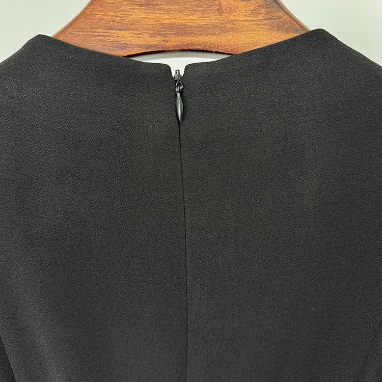High Collar Black Beaded Long Formal Dress Prom Gown