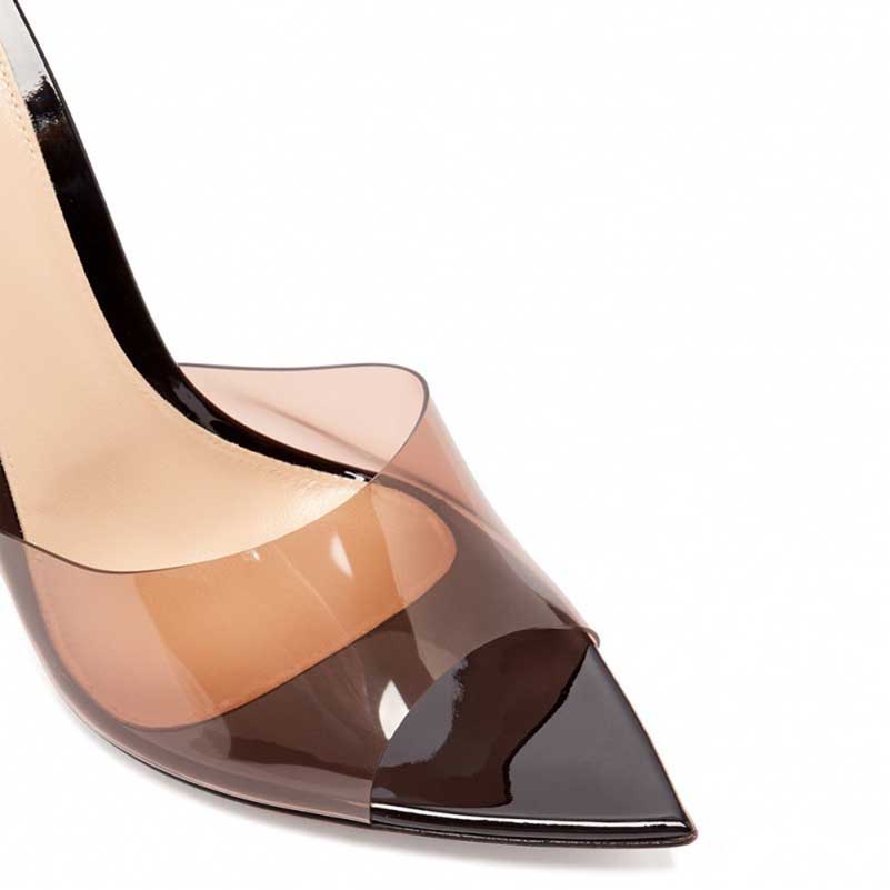 PVC High Heeled Mules Peep Toe Stiletto Sandals