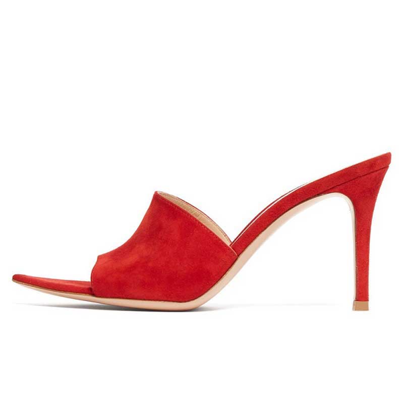 Womens High Heels Mules Peep Toe Stiletto Sandals