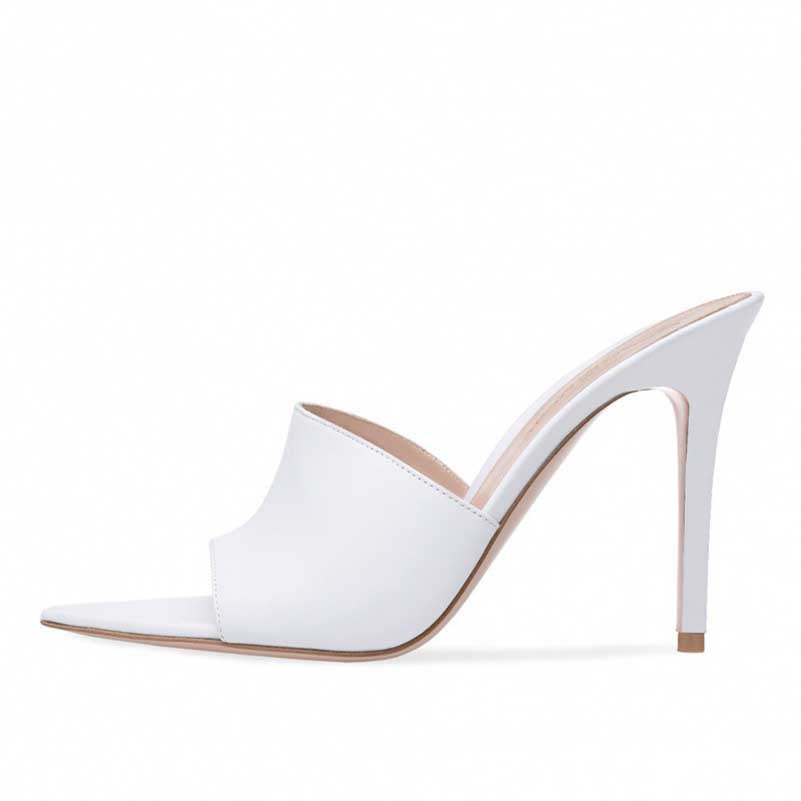 Womens High Heels Mules Peep Toe Stiletto Sandals