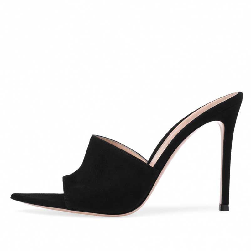 Womens High Heels Mules Peep Toe Stiletto Sandals